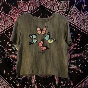Grey Butterfly Crop Top NWT